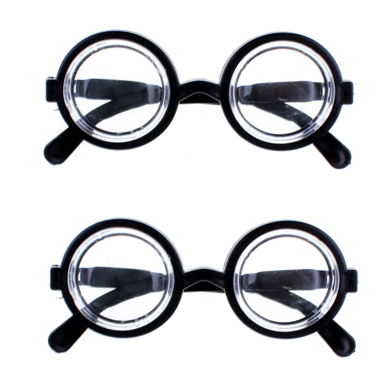 MEISH 2 Pcs Nerd Glasses - Circular Black Round Thick Funny Plastic Glasses for Halloween and Party