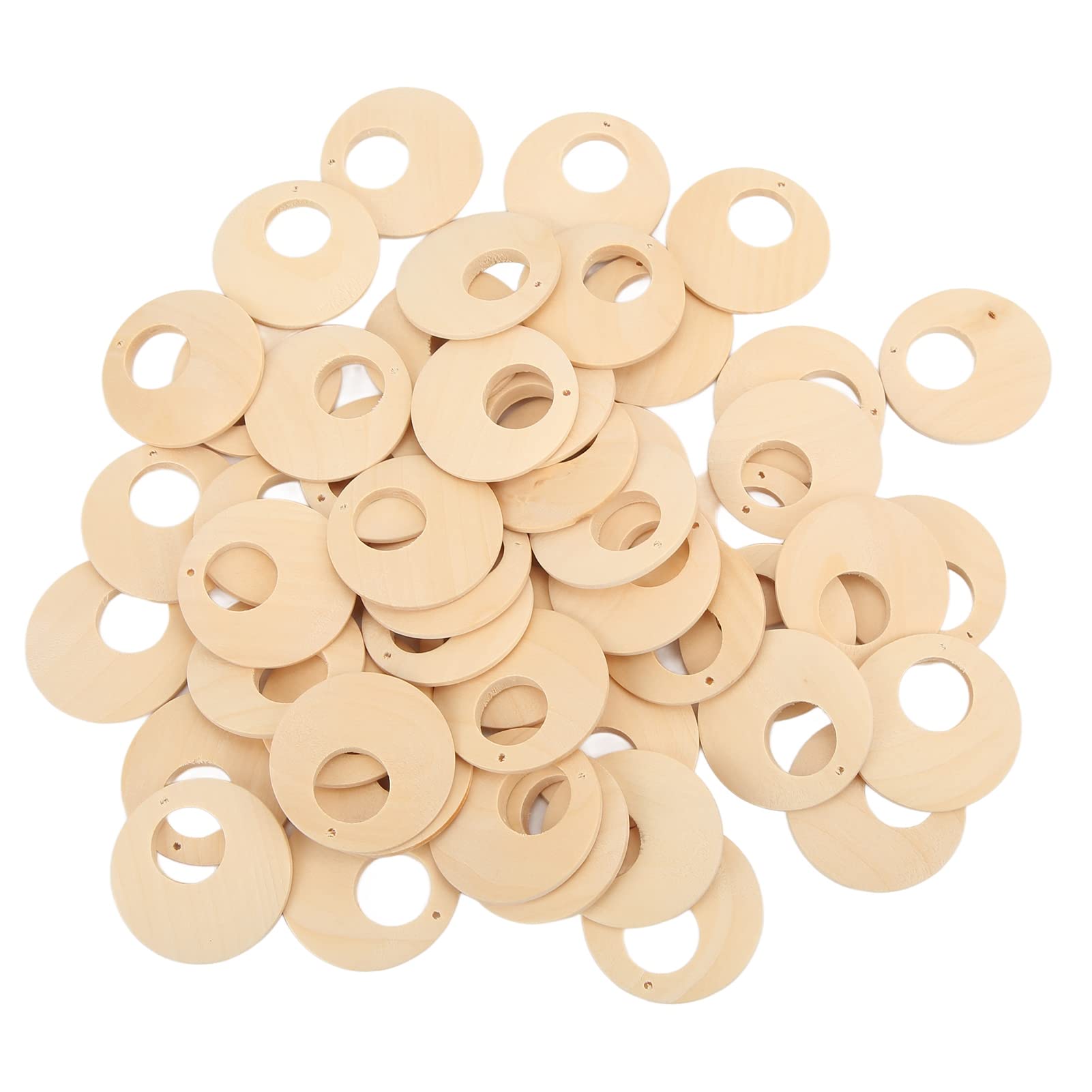 Wood Earring Blanks, Round Hollow Design, DIY Jewellery Making Supplies, 50 Pieces