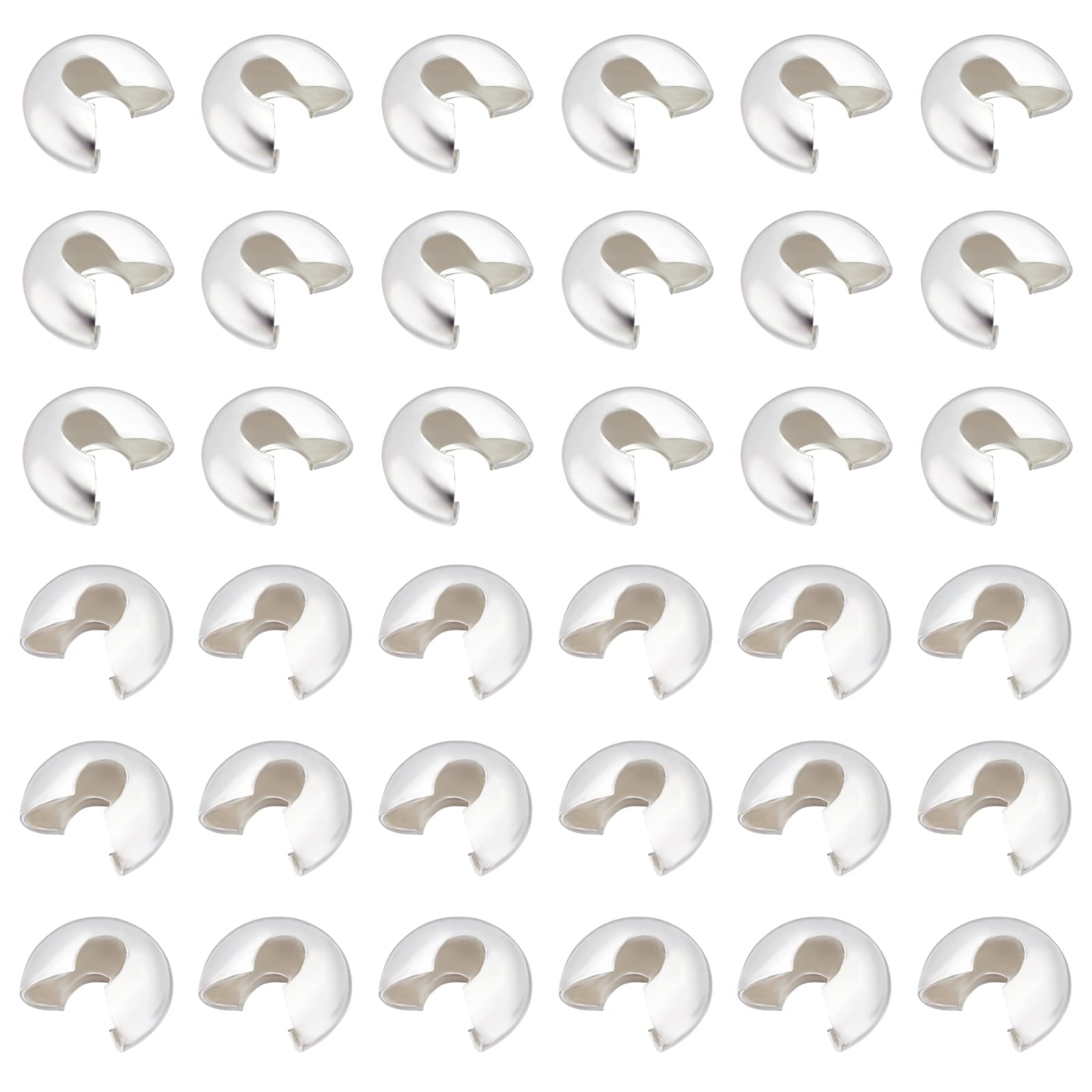 PandaHall 100pcs Silver Crimp Beads 4mm Sapcer Beads Brass End Bead Covers Stopper Bead for Necklace Bracelet Jewellery Making DIY Crafts