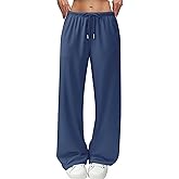 JEKAOYI Wide Leg Sweatpants for Women High Waisted Baggy Sweat Track Pants Drawstring Casual Lounge Pants with Pockets Navy Blue