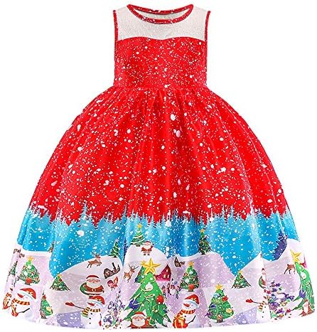 Toddler Santa Claus Dresses, Christmas Princess Dress for Baby Girls Short Sleeve Outfits—[12M-7T]