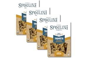 Sfoglini Trumpets Pasta (Organic Durum Semolina) – “Campanelle/Bell” Shape for Sauce Capture (4-Pack, 16oz Each)