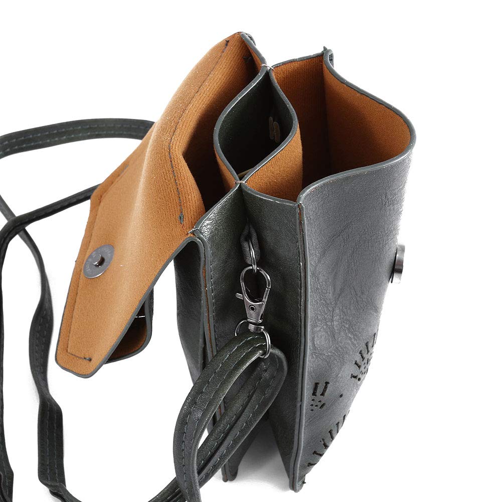 TENXITER Women Hollow Texture Small Crossbody Bags Cell Phone Purse Wallet for Girl (Green)