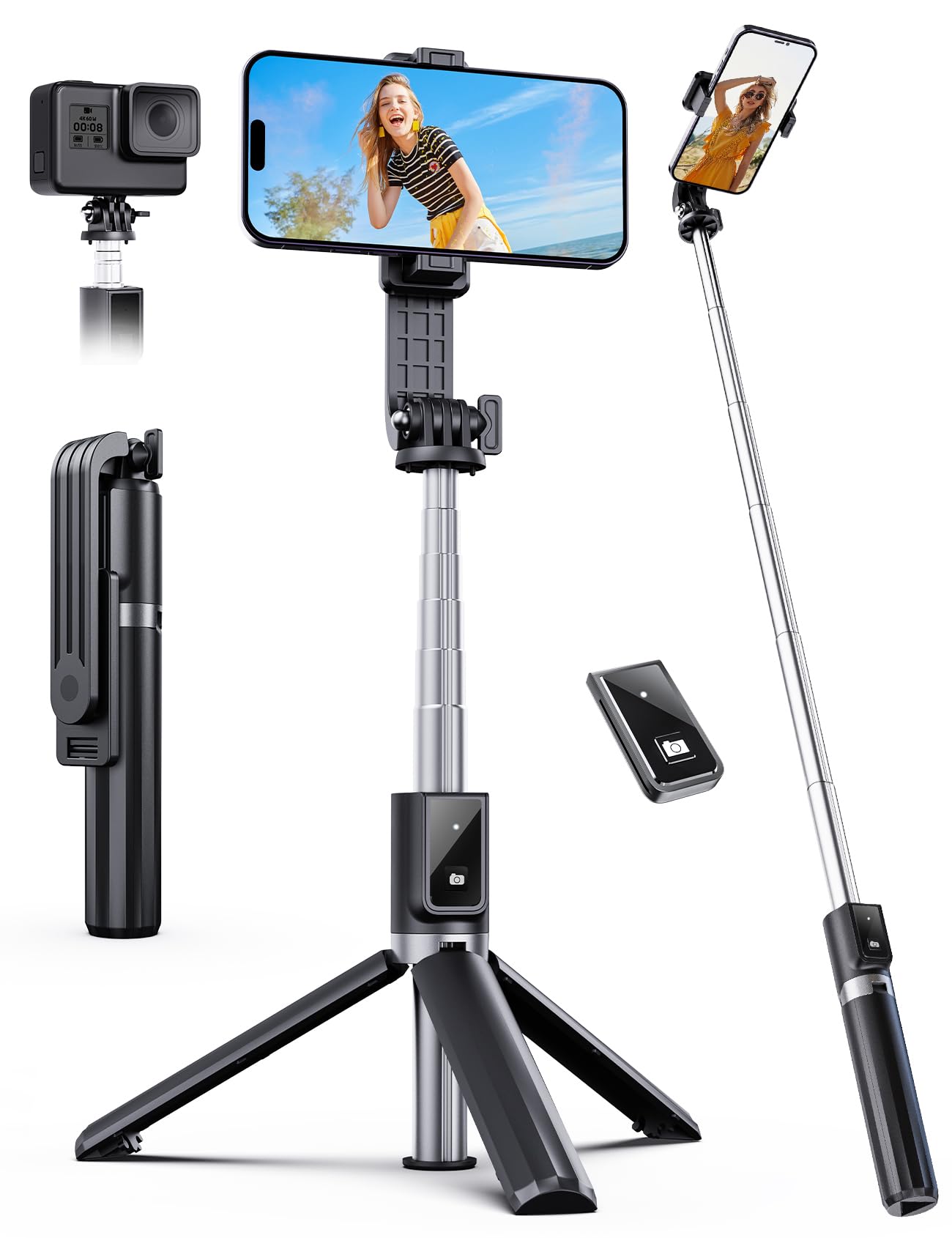 Photo 1 of ANXRE Selfie Stick Tripod with Remote, Extendable 360° Rotatable Selfie Stick, 41.7" Phone Tripod Stand for Cell Phone Filming Compatible with iPhone Samsung Android Smartphone Gopro