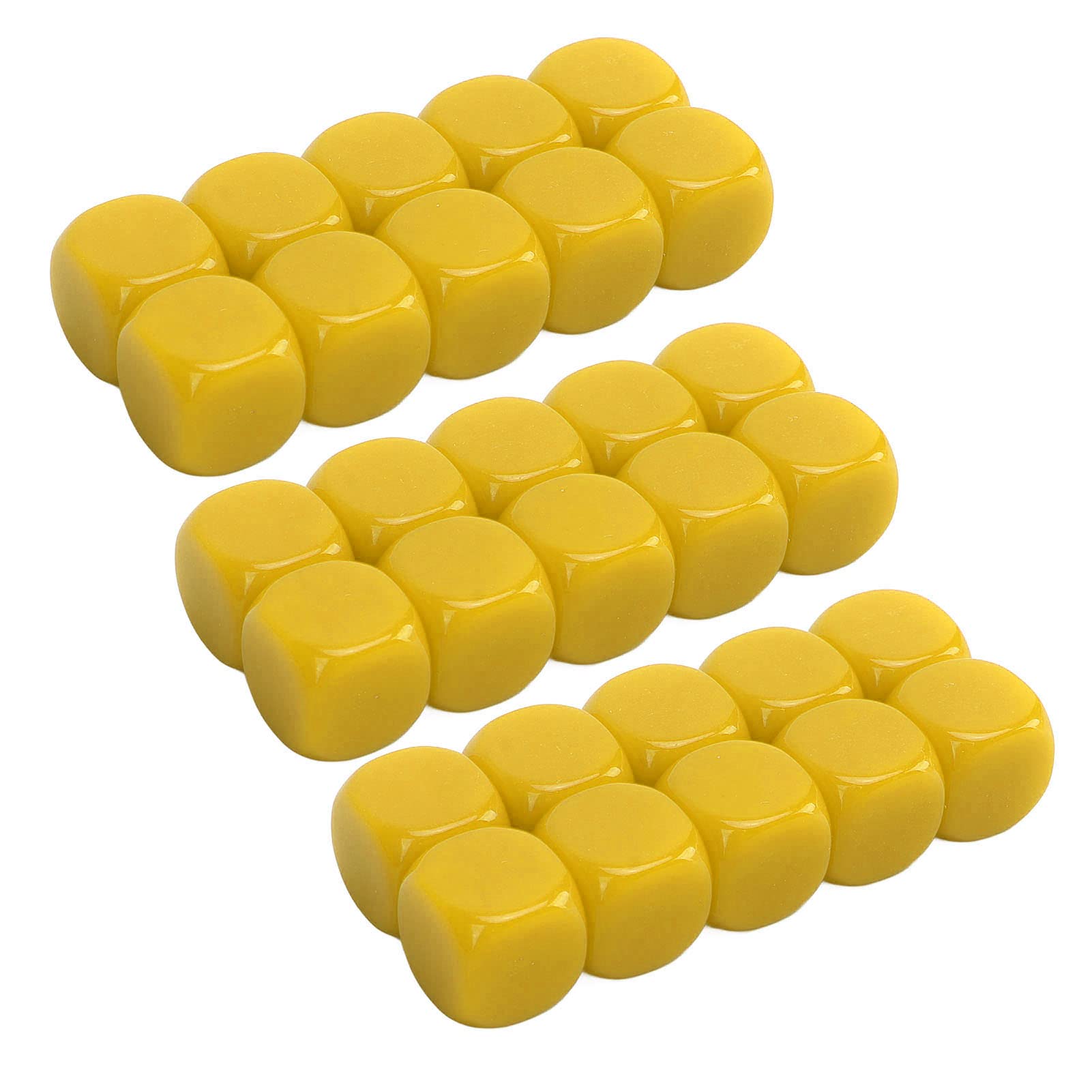 6 Sided Dice Set, 30PCS 16MM Cubes Rounded Blank Dice for Game Party Fun DIY Sticker Math Teaching (Yellow)