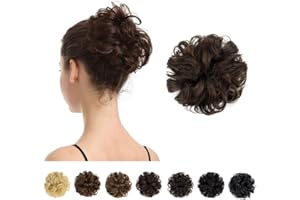 BARSDAR 100% Human Hair Bun Extension - Human Hair Messy Bun Hairpieces Brown Hair Bun Extensions for Women - Real Human Hair Bun Natural Human Hair Bun Scrunchies Updo Chignons Daily - Brown