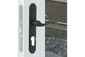 REIGAHOOD Euro Profile Storm Door Handle Replacement Fits for Pella, Larson and Wright Storm Doors, 2-1/2" Handle PZ, 7-1/4" Trim Plate Screw Hole Centers, Non-Handed, Matte Black