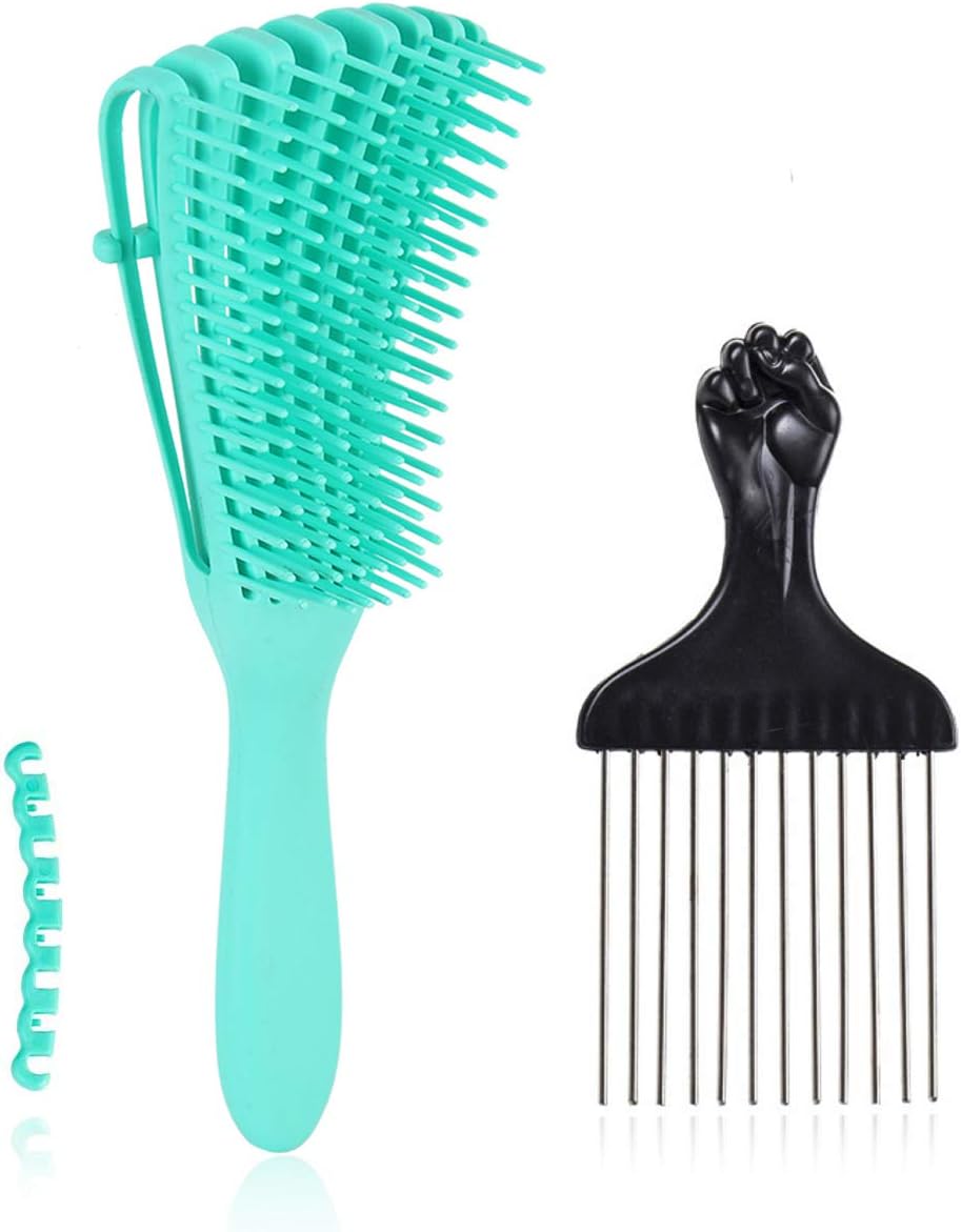 Detangler Brush, 2 Pack Curly Hair Detangler Brush for African America 3a to 4c Long Thick Curly