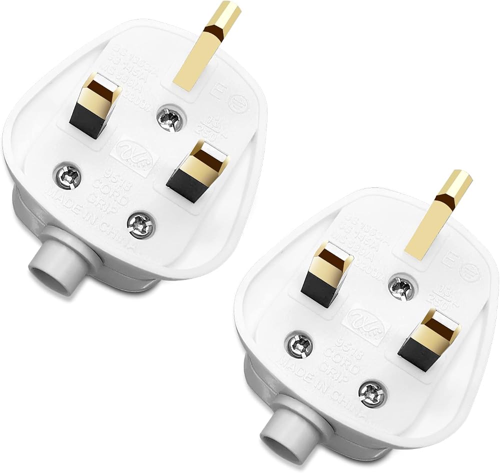 XGKEGS 13 Amp UK Plug BS1363 3 Pin Fused Mains Socket 250V White 2 Pack