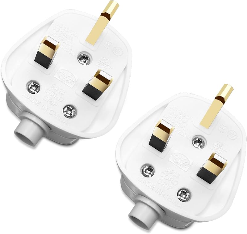 XGKEGS 13 Amp UK Plug BS1363 3 Pin Fused Mains Socket 250V White 2 Pack