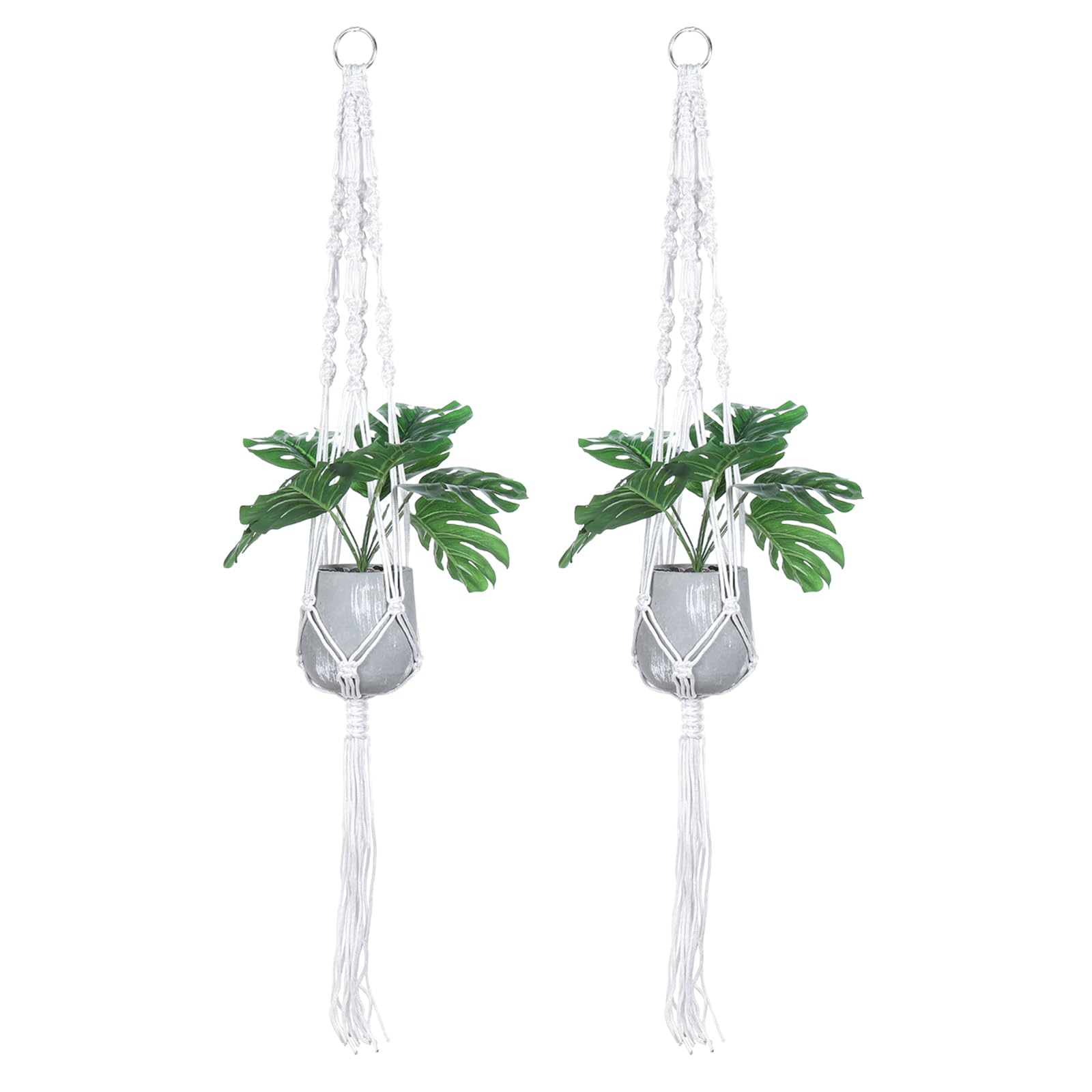 PATIKIL Macrame Plant Hangers Indoors, 2 Pack Hanging Plant Shelf Planter Basket Nylon Rope for Home Decor Hanging Wall Ceiling Window, White