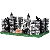 Lemax Spooky Iron Gate &amp; Fence Set of 5, #34606 for Halloween Village | Iron Perimeter for Any Haunted House Display | 5-Piece Set, 1.42 x 3.15 x 12.6 In | Spooky Town Village Display