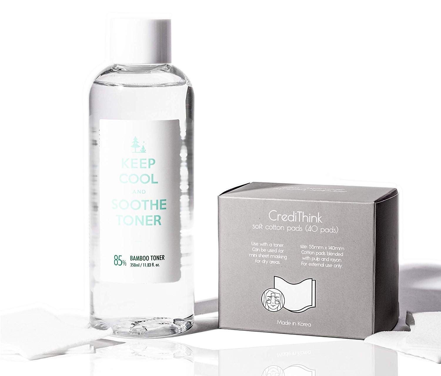 KEEP COOL Soothe Bamboo Toner 350ml / 11.83 fl. oz. with Cotton Pads | Instant Soothing & Ultra Hydrating Toner | Hypoallergenic Dermatologist Tested |
