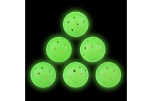 Amoswiz Pickleball Balls, 6 Pack Outdoor Glow in The Dark Pickleballs with Mesh Bag, Luminous Gifts, Light Up Green, High Visibility & Durable for Training