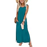 WIHOLL Maxi Dress Summer Dresses 2026 Beach Vacation Clothes Sleeveless Sundresses with Pockets Boho S-3XL