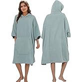 Surf Poncho Hooded Beach Towel, Quick Dry Terry Cloth, Extra Large Changing Robe with Pockets for Adults, Unisex Grass Tail Green Cover-Up for Swim, Bath, Beach, Gift for Swimmer Lovers