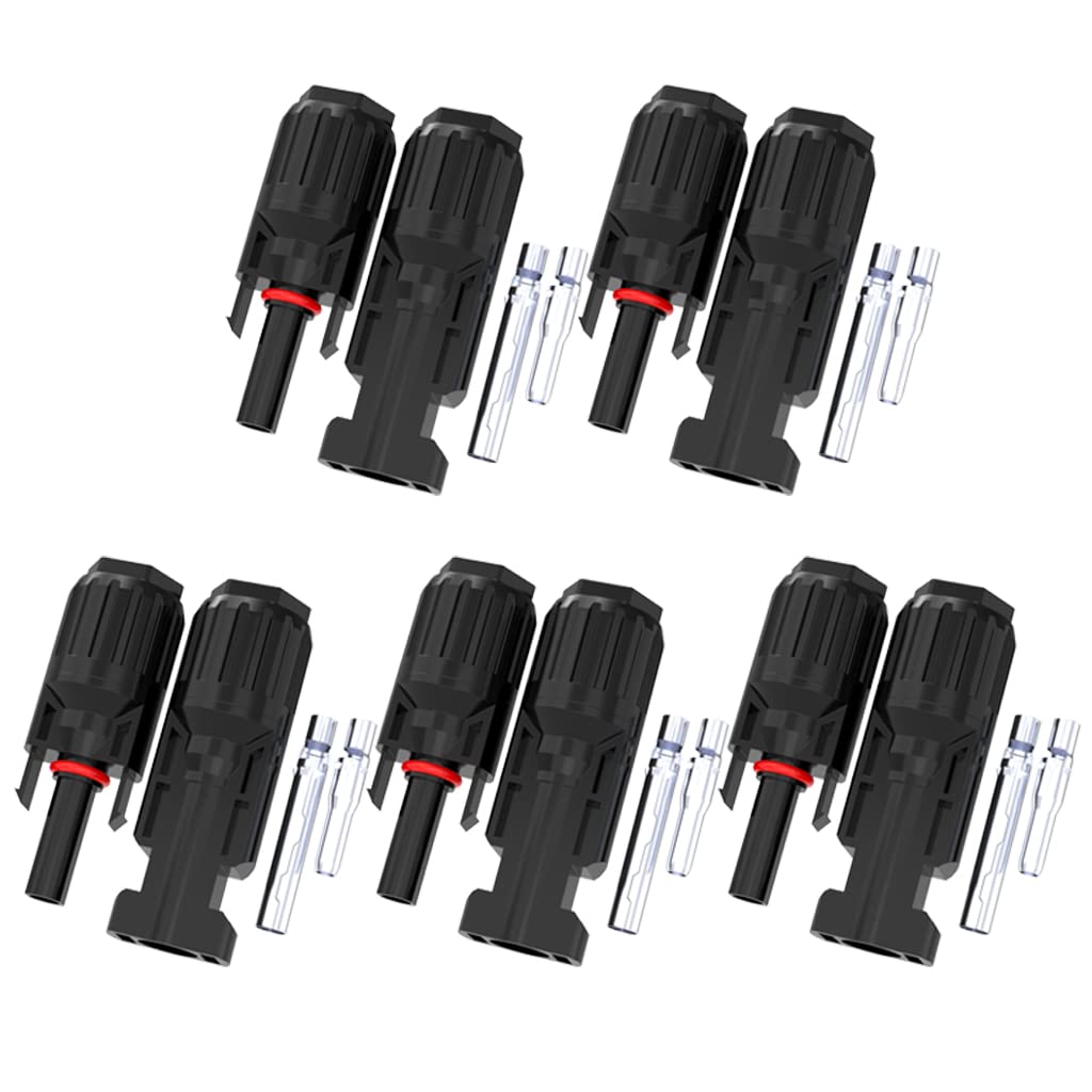 Solar Panel Connectors - Durable Solar Cable Connectors, Easy-to-Use Solar Panel Connector, 5 Pairs, IP67 Waterproof, 1000V DC, Sudoo