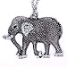 Keyzone Jewelry Woman New Retro Crystal Carved Elephant Long Chain Sweater Necklace Black