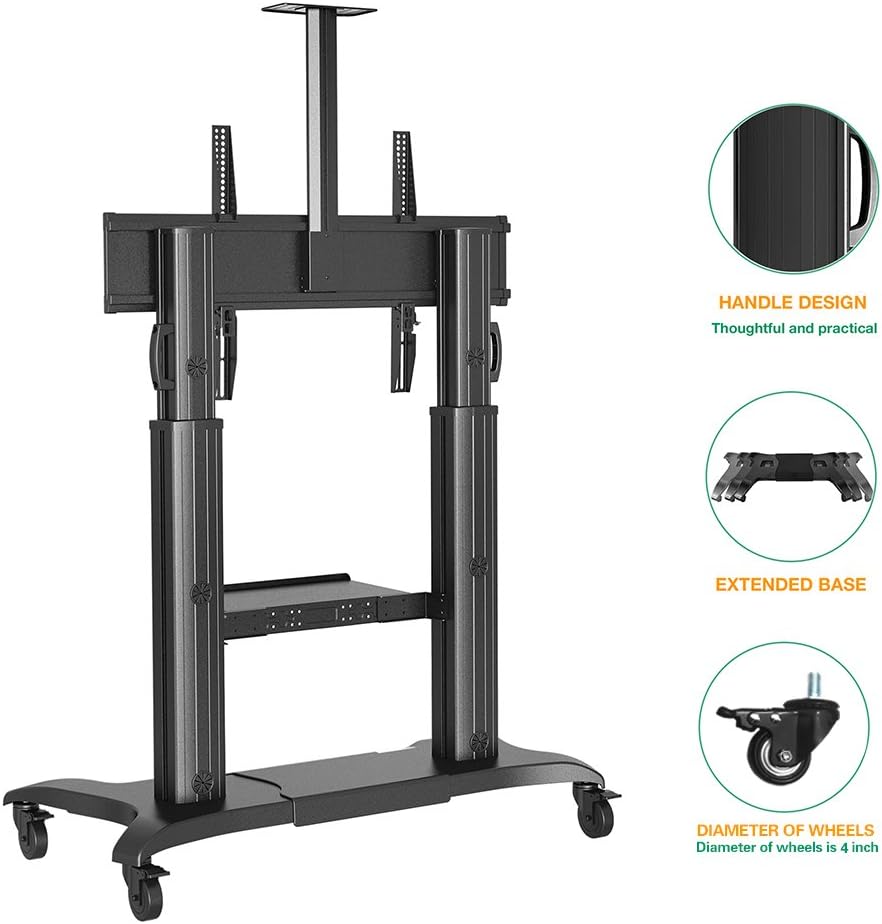 NB North Bayou Mobile TV Cart Heavy Duty TV Stand with Wheels for 60 to 100 inch LCD LED OLED Flat Panel Plasma TV up to 200lbs CF100-B : Office Products