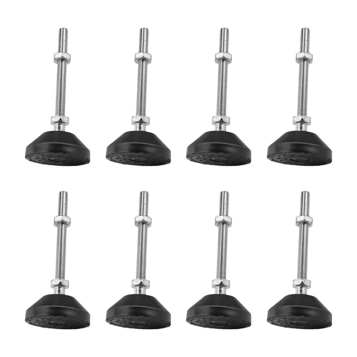 PARFCO 8 Pieces Adjustable Feet, M8×50 Mm Adjustable Feet for Furniture, Table Leg Extenders, Round, Nickel-Plated Screw, for Furniture, Fitness Equipment, Mechanical Equipment