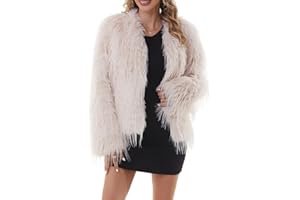 QUENTY PIELIES Faux Fur Coat Women’s Jacket Shaggy Outwear Long Sleeve Warm Winter
