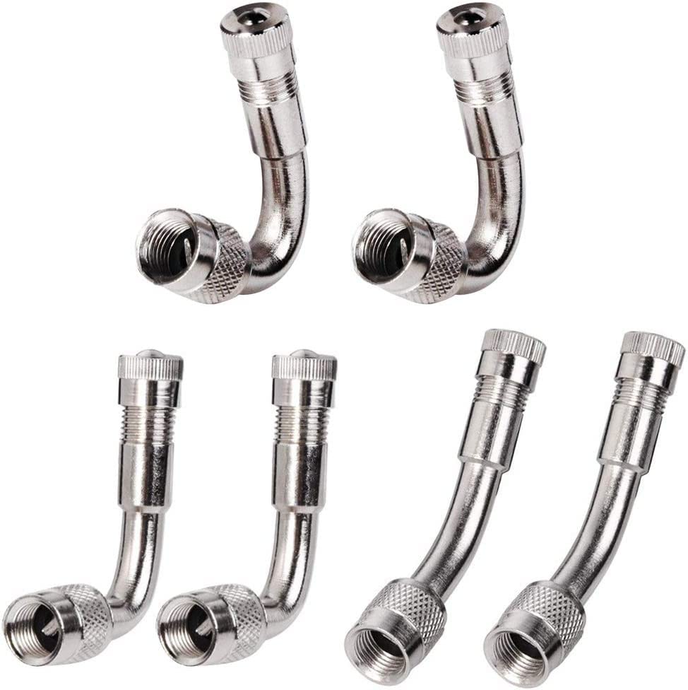 RUNCCI-YUN6 Pcs Valve Extenders Tire Stem ExtensionAngle Wheel Adapter Angle Wheel Adapter for Car Motorcycle Bike Truck RV's Scooter Universal Extenders 45 Degree 90 Degree 135 Degree(Silvery)