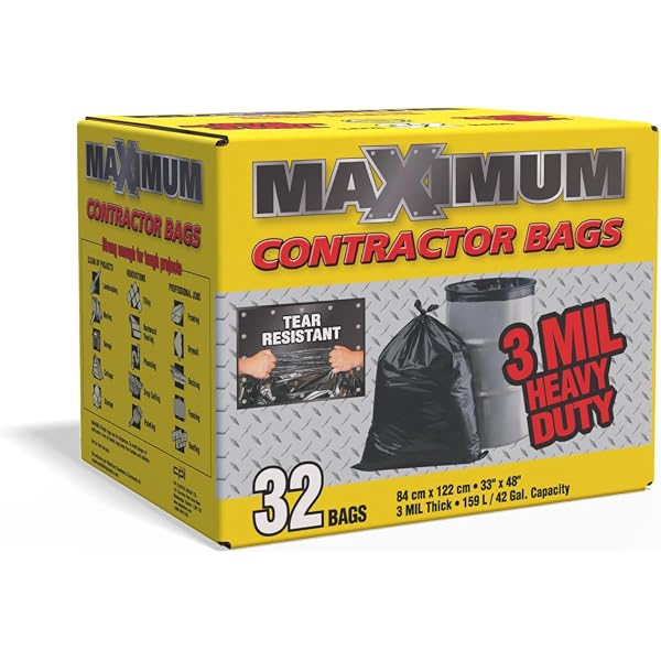 Plasticplace Bau-Behälter-Taschen 140 Liter (96,5x147,7 Cm) - 4 Mil Stark, Reißfest Für Bauschutt & Groben Müll
