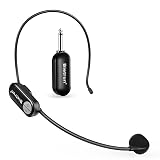 Bietrun Wireless Microphone Headset with 1/4''Plug, 165ft Range, UHF Wireless Headset Mic & Handheld Mic 2 in 1, for Karaoke Speaker, Amplifier, Speakers, PA System, Teaching, Fitness (Black)