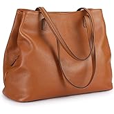 S-ZONE Women Soft Genuine Leather Handbag Large Capacity Shoulder Hobo Bag Fit for 13'' Laptop
