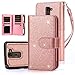 TabPow LG G Stylo 2 Plus MS550 Case, 10 Card Slot - [ID Slot] Wallet Folio PU Leather Case Cover with Detachable Magnetic Hard Case for LG G Stylo 2 Plus MS550 - Rose Gold