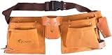 Kosma Multi-Pocket Leather Tool Apron with 11 Pockets, Hammer Loop & Tape Holder view 2