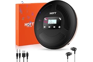 QDZ Sony Walkman Portable Bluetooth CD Player with FM Transmitter, Touch Button and LCD Display, Rechargeable Disc Player with AUX Cable and Shockproof Design, for Car and Home