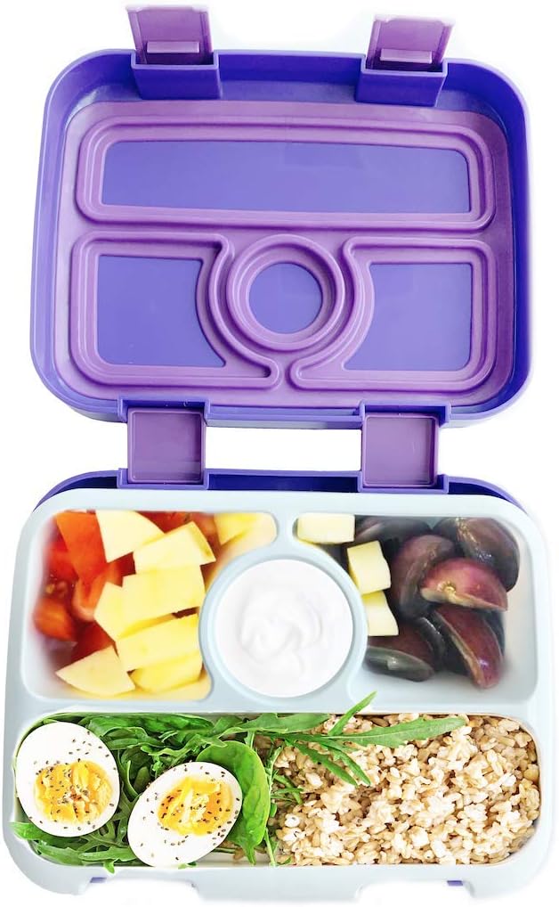 Bento Lunch Box for Kids by Fenrici, Leak-Proof Kids Lunch Box, Removable Tray for Easy Cleaning, Perfect Portion Sized for Ages 5-12, BPA Free, Food Safe, Support a Great Cause, Purple