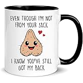 Nomkat Even Though I'm Not From Your Sack Funny Step Dad Mug - Fathers Day & Birthday Gift, 11oz Ceramic Coffee Mug/Tea Cup