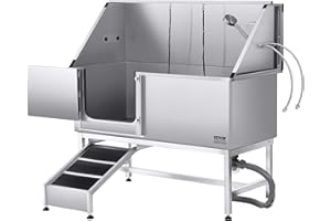 VEVOR Stainless Steel Dog Washing Station, Professional 62 inch Pet Grooming Tub w/Ramp, PE Water Filter Board, Faucet & Showerhead & Soap Holder Bathtub for Large & Medium & Small Pets (Left Door)