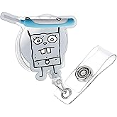 963RW Funny Badge Reel, DoodleBob Badge Holder Retractable with Glitter Alligator Clip, Cute Nurse Badge Reels for RN, MD, Critical Care, ICU, Healthcare, Work Accessor