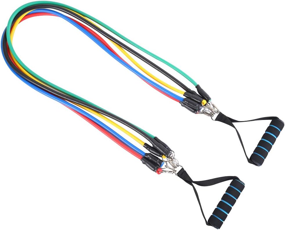 11 Pcs Resistance Bands Set,Training Exercise Yoga Tubes Pull Rope,Expander Elastic Bands Fitness Bands (Random Color)