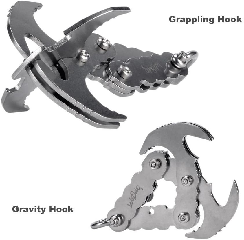 WodsWod Grappling Hook, Stainless Steel Outdoor Folding Gravity Hook, Load Up to 170lbs for Climbing, Hiking, or Tree Limb Removal