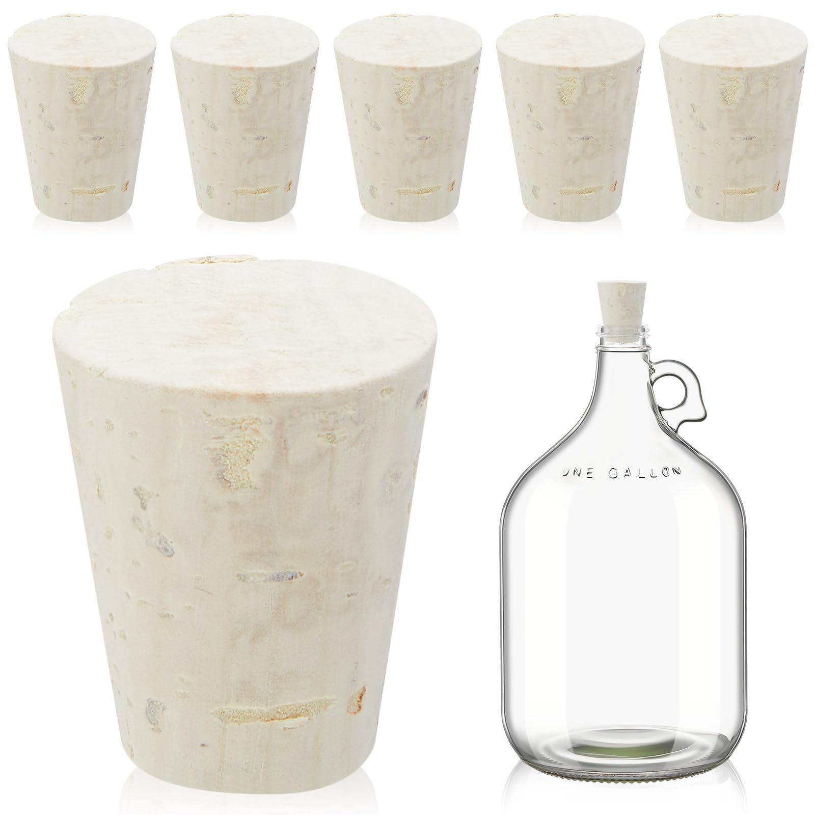 Photo 1 of Ziliny 6 Pcs Carboy Cork Stopper, Glass Carboy Cap for 1, 3, 5, 6 Gallon Glass Water Jug, Wood Tapered Fermentation Cap Cork Stoppers (1 Gallon)