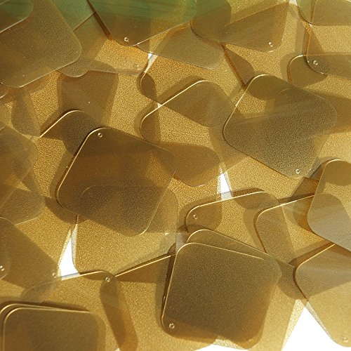 Caramel Gold Transparent Sequin Square Diamond 1.5 inch Metallic Couture Loose Paillettes. Made in USA.