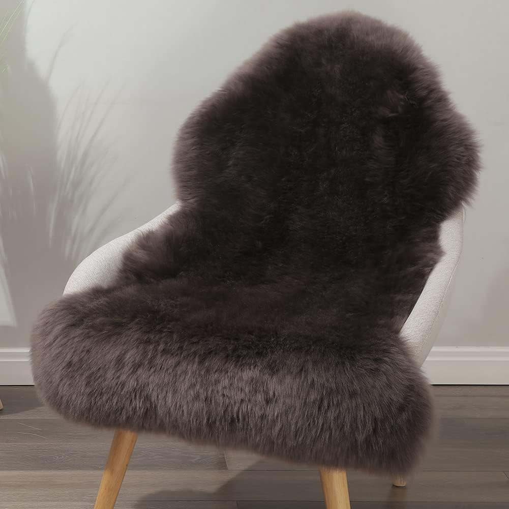 Rugs, Pads & Protectors - LLB Genuine Sheepskin Area Rug Wool Rug Fur Carpet Fluffy Shaggy Fur Rug for Living Room Kids Bedroom Real Sheepskin Throw Lambskin Rugs Sofa Chair Seat Covers (Chocolate Brown, 2 x 3 ft Sheepskin)