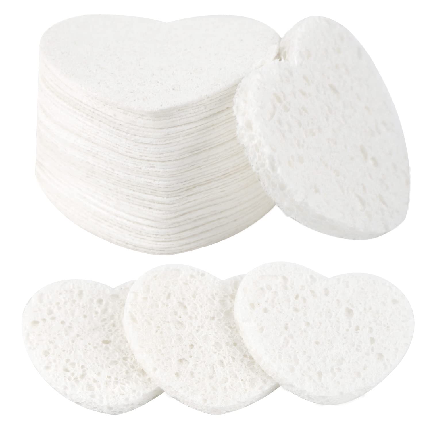 50-Count Facial Sponges Compressed, 100% Natural Cellulose Face Sponge Professional Cosmetic Spa Sponges for Face Cleansing, Exfoliating Mask, Makeup Removal for Travel and Home, White