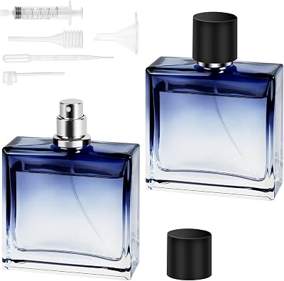 LOPHE 100 ml Perfume Atomiser Refillable Set 2Pcs Glass Bottle Fine Mist 50 ml