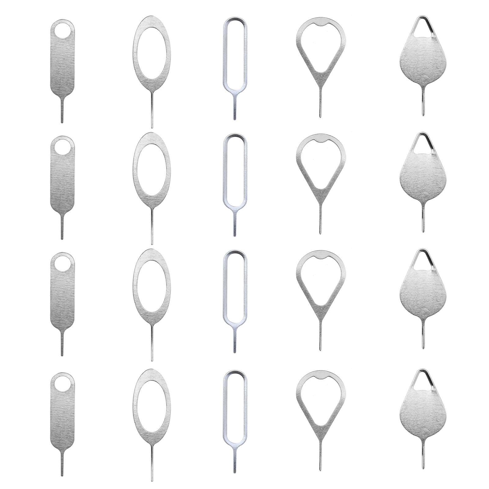 eMagTech 20PCS SIM Card Removal Tool Tray Eject Needle Opener Ejector Anti-rust Stainless Steel Card-taking Pins for All Phone Models Silver 5 Styles