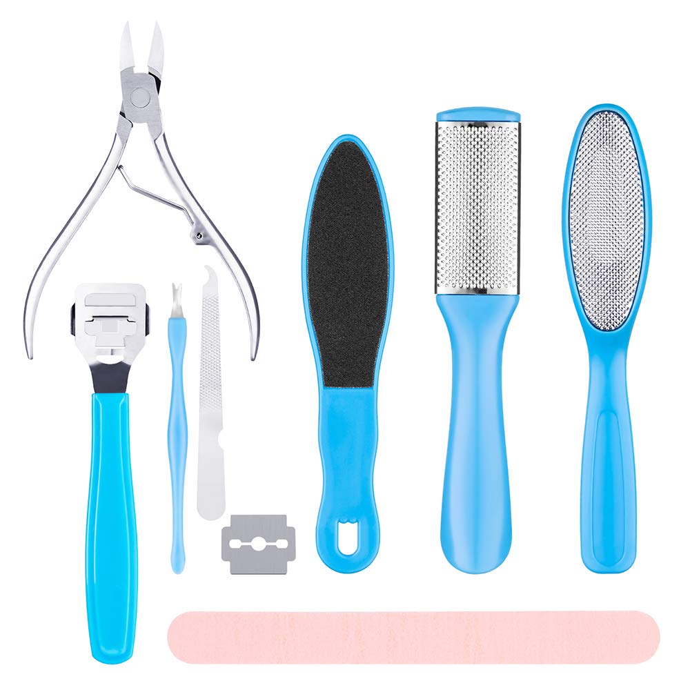 ANNMEXX 9 IN 1 Professional Cuticle Remover, Pedicure Kit, Cuticle Trimmer, Callus Remover for Feet, Foot File, Can Be Used on Dry and Wet Feet Skin : Beauty