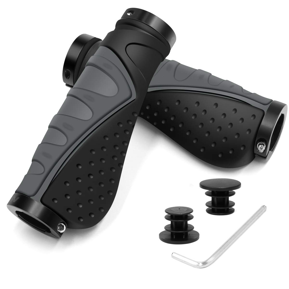 REETEE Bicycle Handlebar Grips Aluminium Screw Double Lock Bike Grips, Ergonomic Non-Slip Rubber Mountain Bike Handlebar Grips 22.2 mm Universal MTB Grips for Scooters/BMX/Road Mountain (gray) โ image 1
