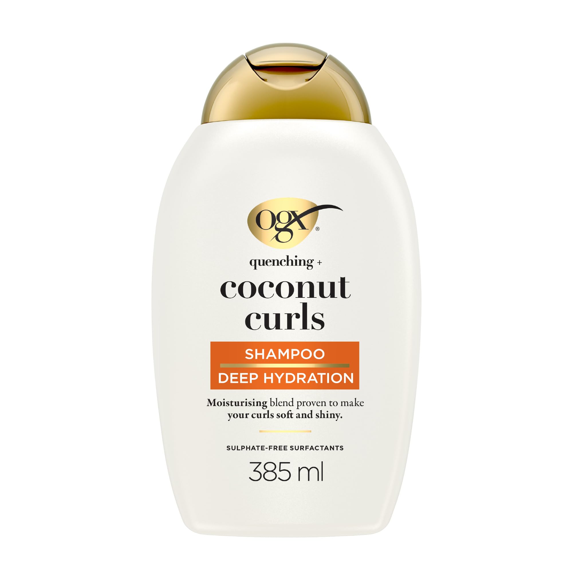 OGX Quenching with Coconut Curls Shampoo, Deep Hydration, Moisturizing Blend Proven to Make Curls Soft & Shiny, Sulfate Free, 385ml