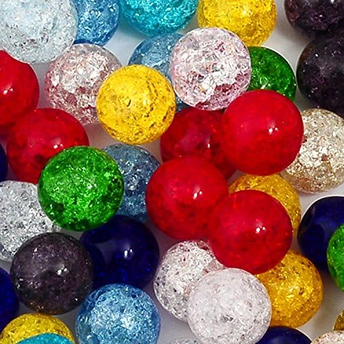 RUBYCAAssorted Mixed Round Druk Crackle Czech Crystal Glass Beads for Jewelry Making (4mm, 200pcs)
