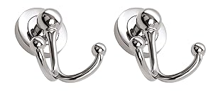 Docoss Stainless Steel 2 Pin Cloth Hook Hanger Set (Silver, Pack of 2)