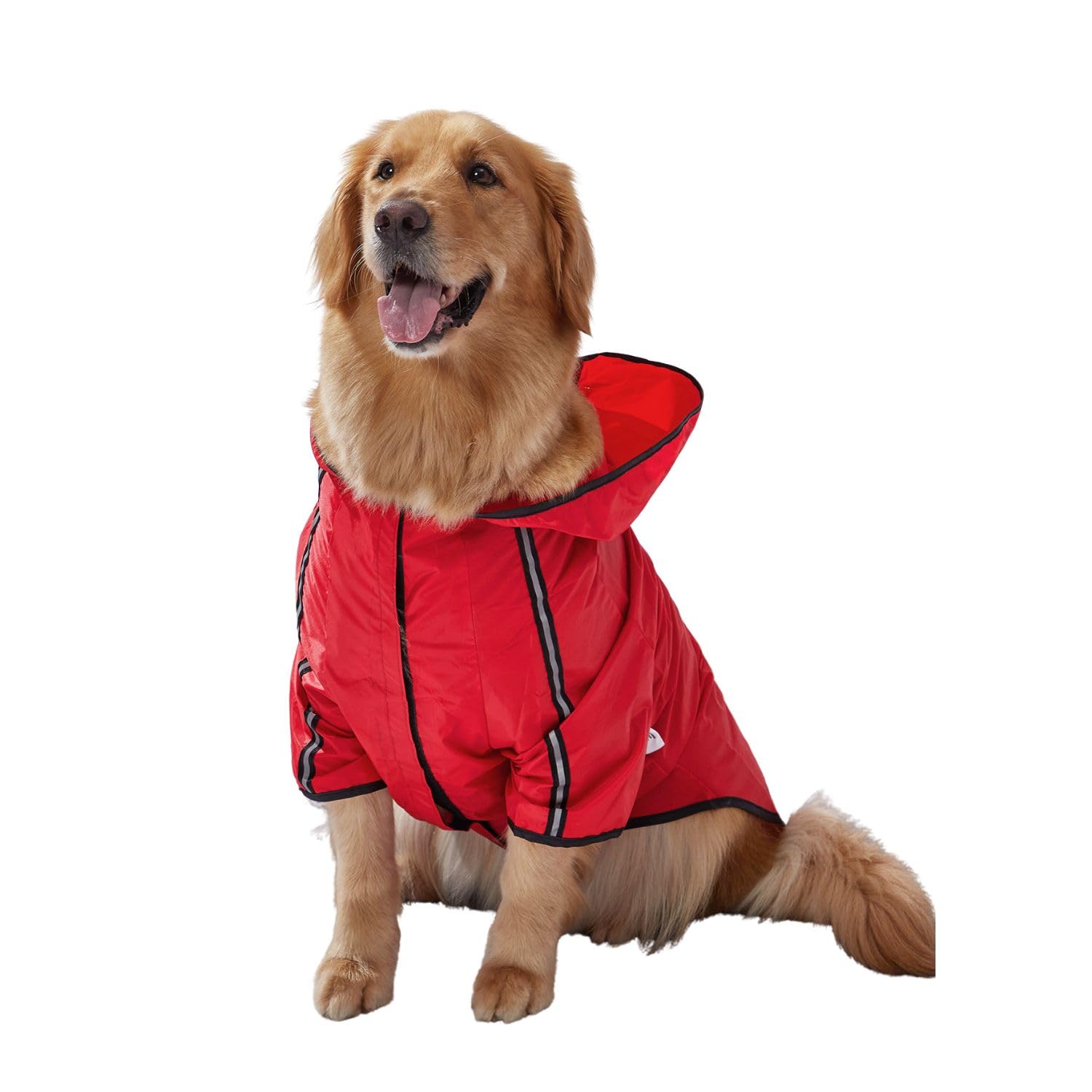 Dog Hooded Raincoat,Lightweight Waterproof Pet Rainwear with Traction Hole& Reflective Stripe,Pet Poncho Slicker Coat Jacket for Cat Puppy Small Medium Large Dog_4XL(Red)